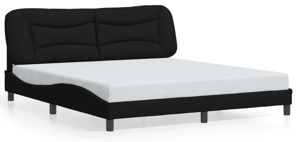 vidaXL Σκελετός Κρεβατιού Χωρίς Στρώμα Hvar Μαύρο 180x200 εκ. Υφασμάτινο