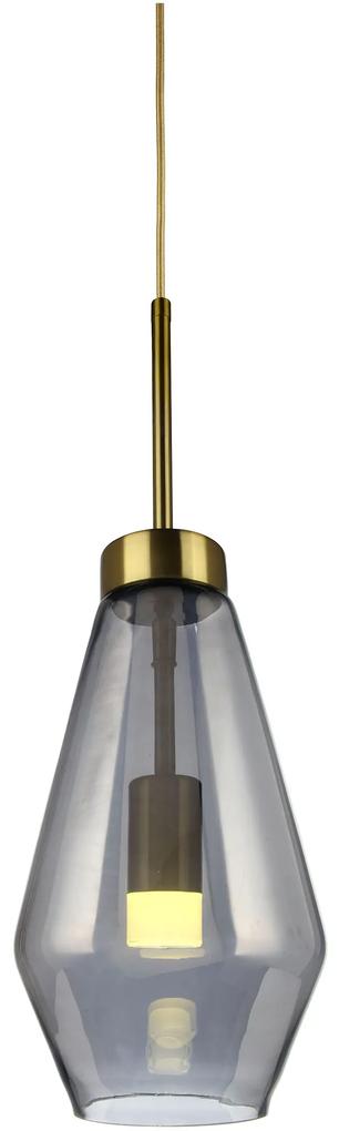 Φωτιστικό Κρεμαστό Μονόφωτο Γυάλινο με Χαλκό Γκρι G9 Φ17x140cm