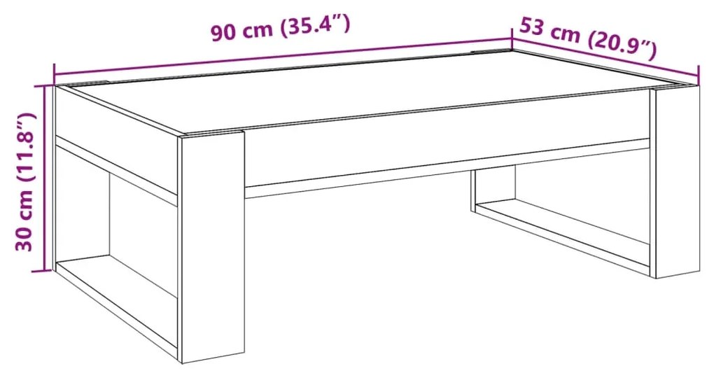 Τραπεζάκι Σαλονιού Infinity LED Μαύρο 90x53x30 εκ. - Μαύρο