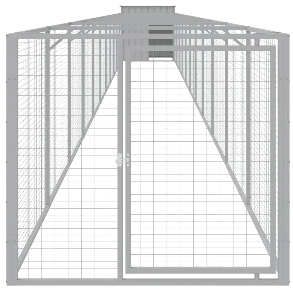 vidaXL Σπιτάκι Σκύλου με Αυλή Αν. Γκρι 110x1221x110εκ. Γαλβαν. Χάλυβας