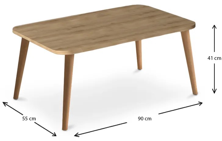 Τραπεζάκι σαλονιού Soul Megapap χρώμα oak 90x55x41εκ.