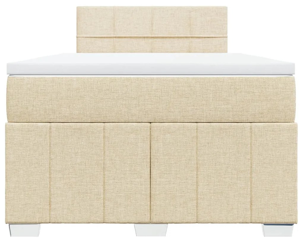 vidaXL Κρεβάτι Boxspring με Στρώμα Κρεμ 120x190 εκ. Υφασμάτινο