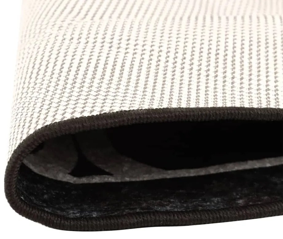 vidaXL Χαλί Πλενόμενο Αντιολισθητικό Μαύρο και Λευκό Ø 120 εκ.