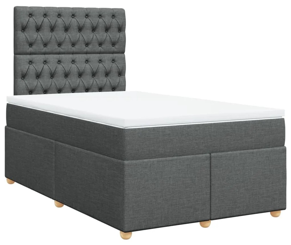 vidaXL Κρεβάτι Boxspring με Στρώμα Σκούρο Γκρι 120x200 εκ. Υφασμάτινο