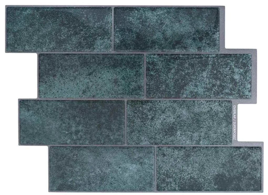 vidaXL Πλακάκι Subway 10 pcs Μπλε Πράσινο 29 x 21 εκ