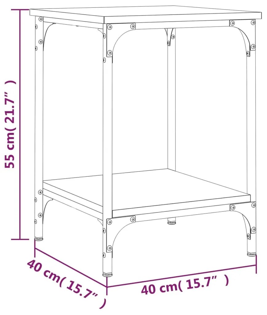 Τραπεζάκι Σαλονιού Καφέ Δρυς 40x40x55 εκ. Επεξεργασμένο Ξύλο - Καφέ