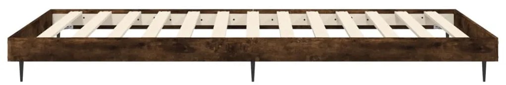 vidaXL Πλαίσιο Κρεβ. Χωρ. Στρώμα Καπνιστή Δρυς 90x200 εκ. Επεξ. Ξύλο