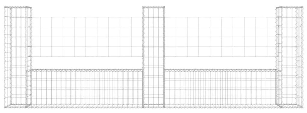 Συρματοκιβώτια σε U Σχήμα με 3 Στύλους 260x20x100 εκ Σιδερένιο - Ασήμι