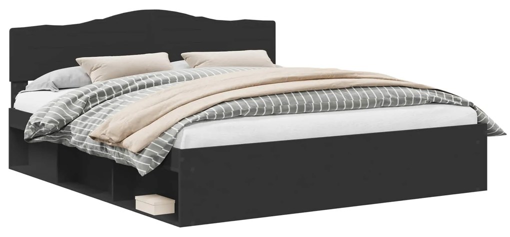 vidaXL Σκελετός Κρεβατιού Μαύρο 180 x 200 cm Στερεά ξυλεία πεύκου