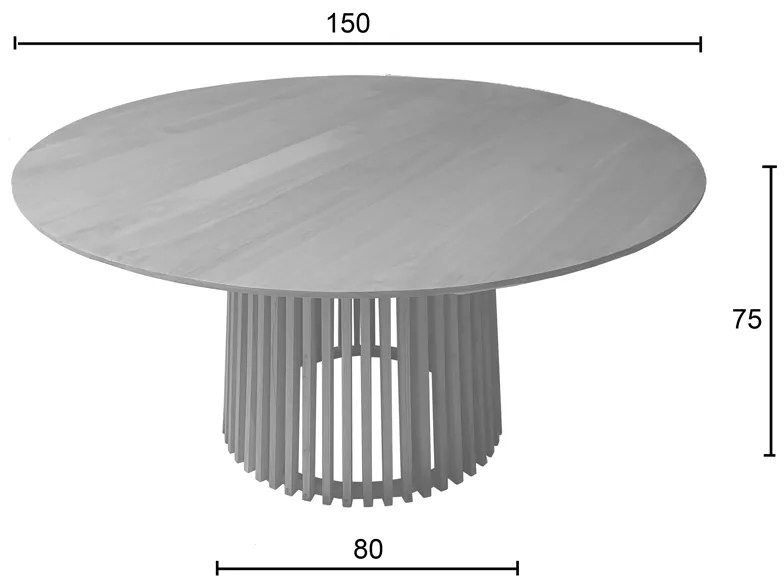 Τραπέζι Kenda pakoworld mindi ξύλο σε φυσική απόχρωση Φ150x75εκ - 343-000019