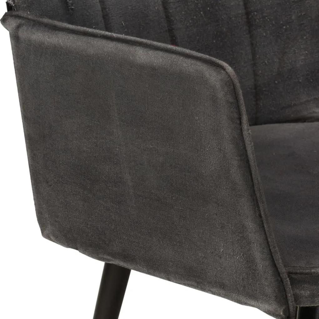 Πολυθρόνα Vintage Μαύρη από Καραβόπανο με Υποπόδιο - Μαύρο