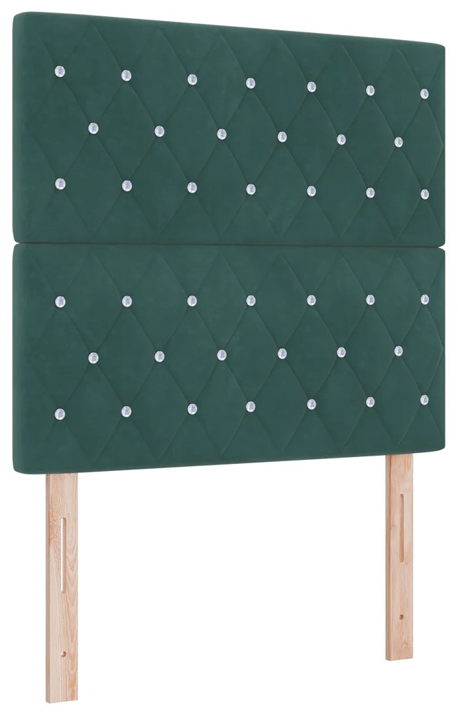 vidaXL Κρεβάτι Box Spring με Στρώμα Σκούρο Πράσινο 90x200 εκ. Βελούδο