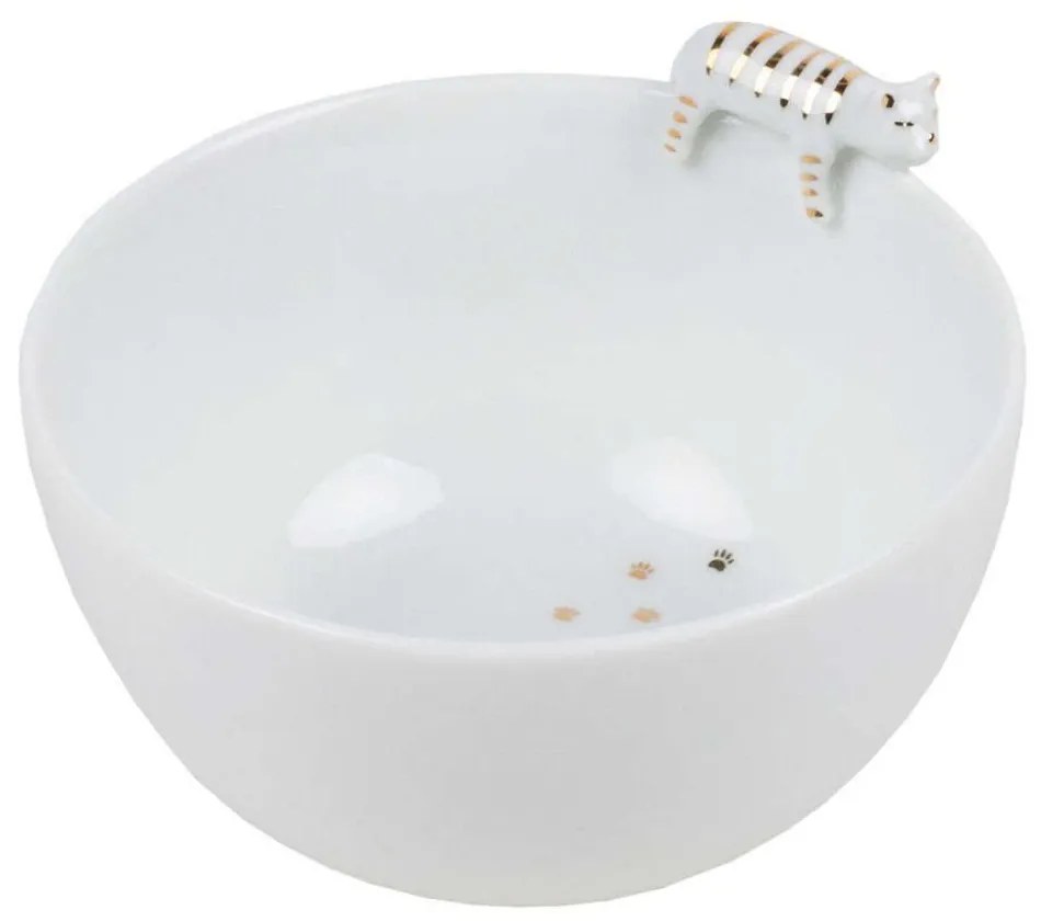 Διακοσμητικό Μπωλ Cat LBTRD0015517 Φ9x5,5cm White-Gold Raeder Πορσελάνη