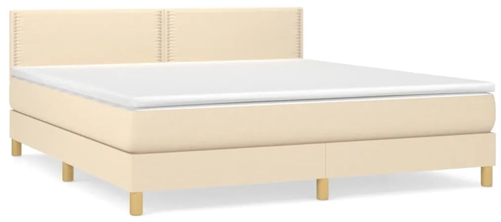 vidaXL Κρεβάτι Boxspring με Στρώμα Κρεμ 160x200 εκ. Υφασμάτινο