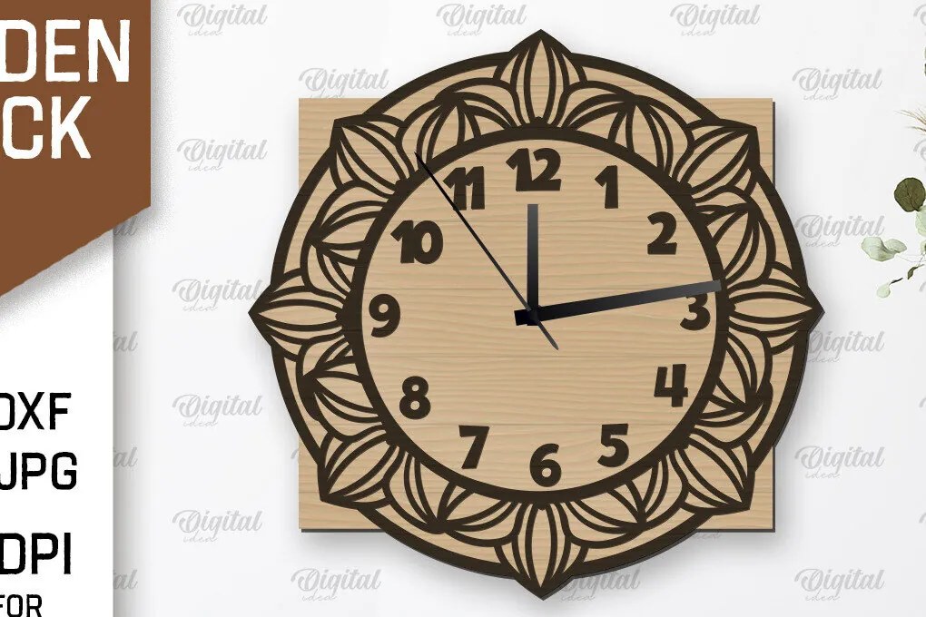 Σετ των 2 Intra απο ξύλο plywood 3mm-4mm πάχος – Ξύλινο ρολόι τοίχου κοπής με λέιζερ Δίασταση 40x30 cm INTRAFABR-107560601