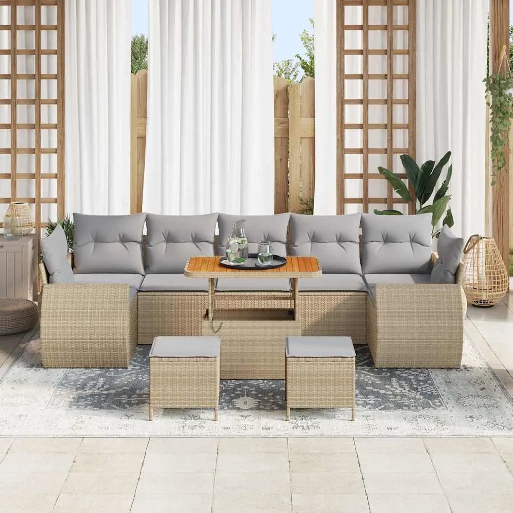 vidaXL Σετ Καναπέ Κήπου 10 pcs μπεζ και ανοιχτό γκρι 90 x 55 x 71 cm