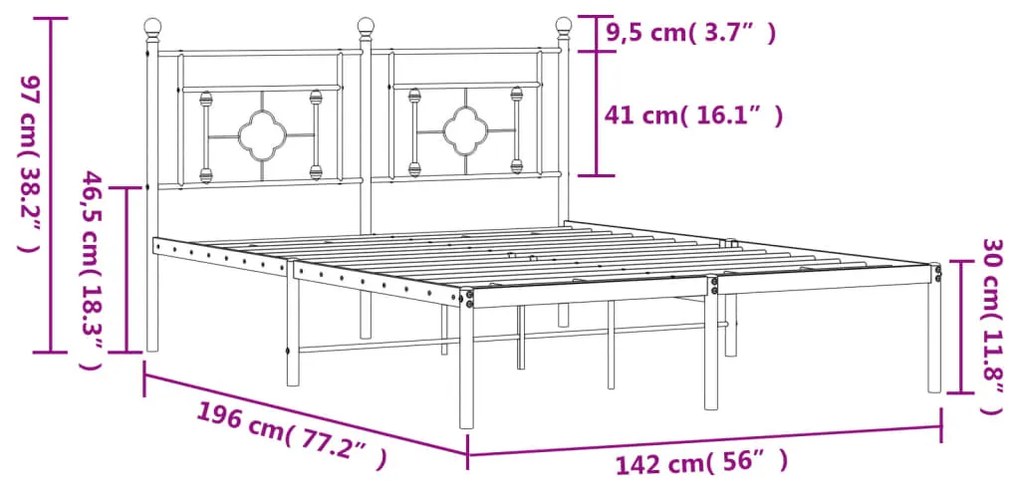 ΠΛΑΙΣΙΟ ΚΡΕΒΑΤΙΟΥ ΜΕ ΚΕΦΑΛΑΡΙ ΛΕΥΚΟ 135 X 190 ΕΚ. ΜΕΤΑΛΛΙΚΟ 374387