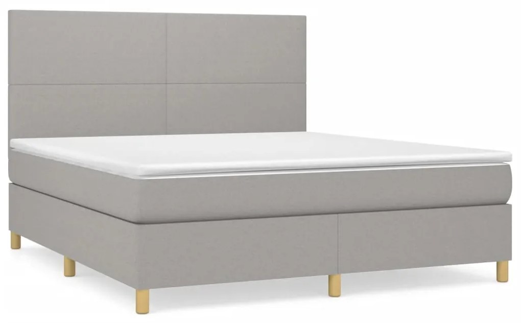 Κρεβάτι Boxspring με Στρώμα Ανοιχτό Γκρι 180x200 εκ. Υφασμάτινο - Γκρι