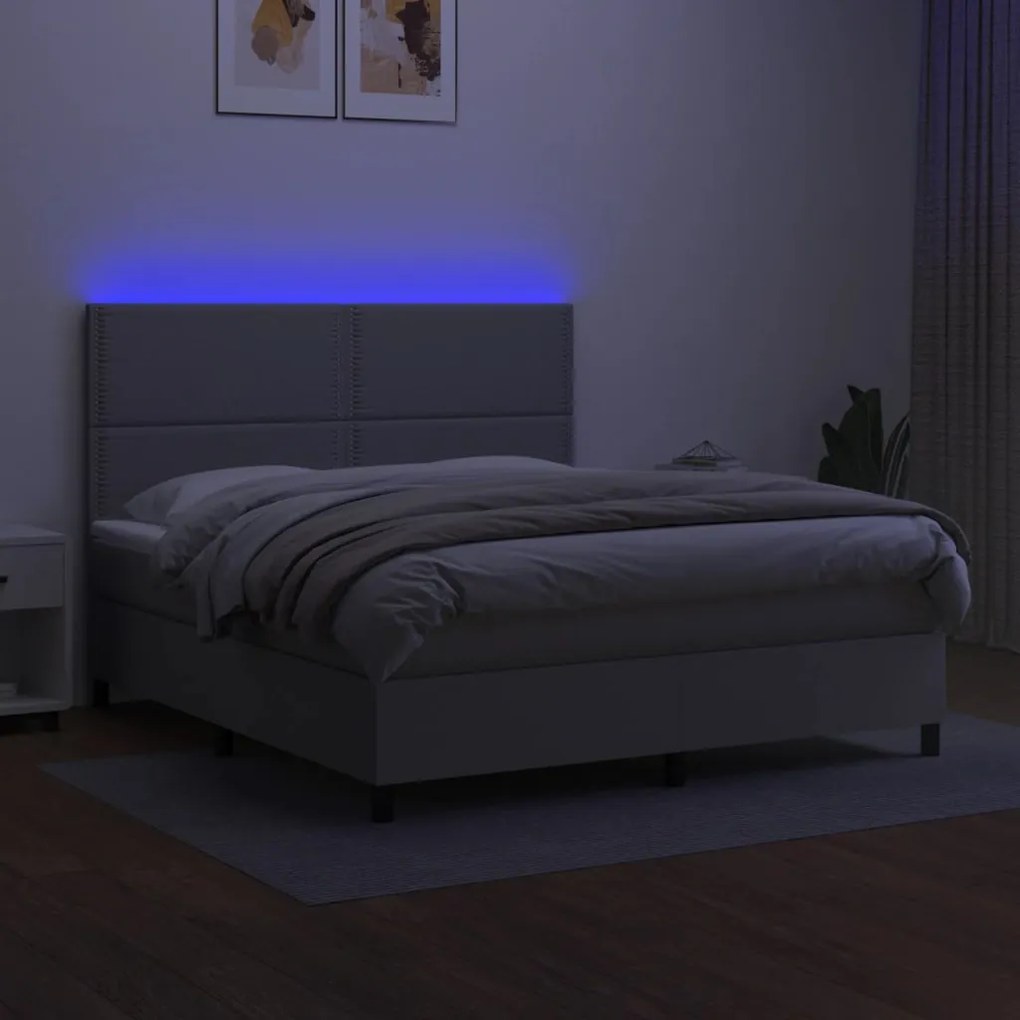 ΚΡΕΒΑΤΙ BOXSPRING ΜΕ ΣΤΡΩΜΑ &amp; LED ΑΝ.ΓΚΡΙ 160X200ΕΚ. ΥΦΑΣΜΑΤΙΝΟ 3134805