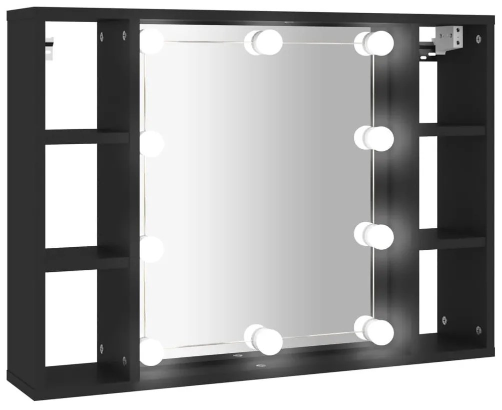Έπιπλο Καθρέπτη με LED Μαύρο 76 x 15 x 55 εκ. - Μαύρο