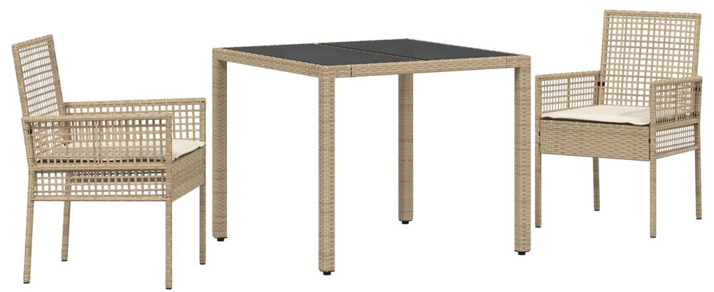 vidaXL Σέτ φαγητού για κήπο 3 pcs Μπεζ 90 x 90 x 75 cm