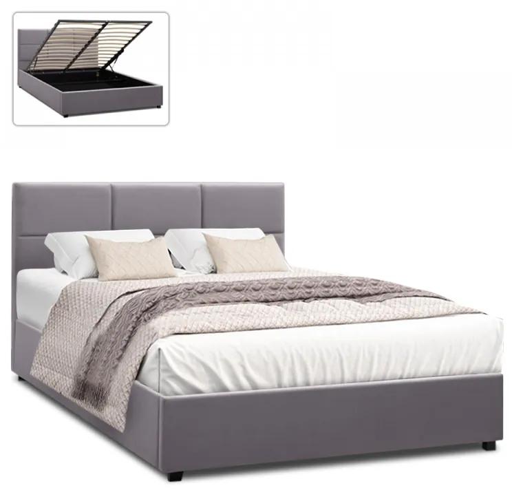 Κρεβάτι Kingston  βελούδινο με αποθηκευτικό χώρο χρώμα γκρι 150x200εκ. - 02