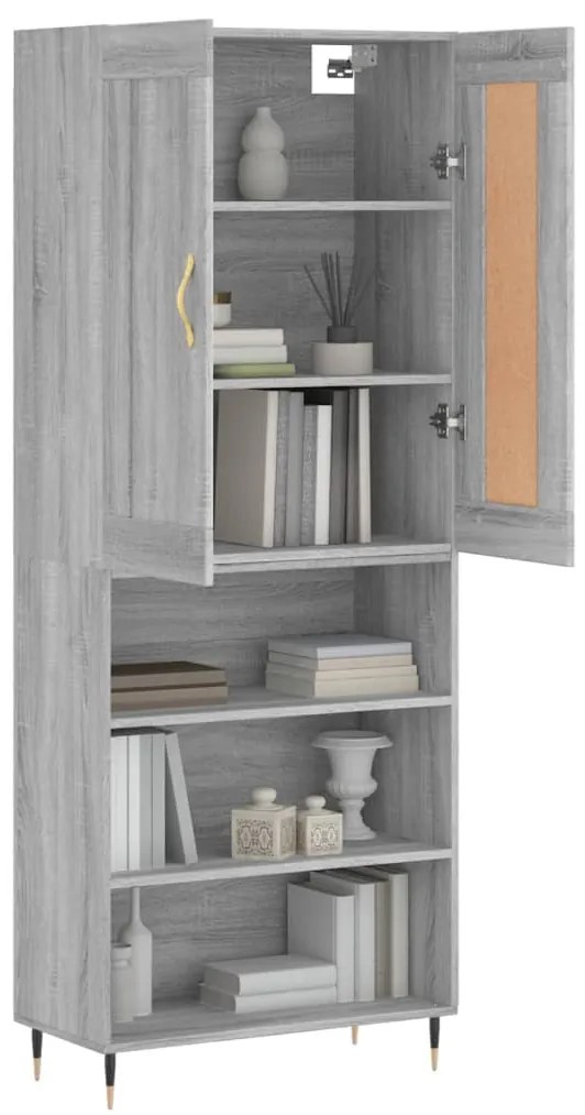 vidaXL Ντουλάπι Γκρι Sonoma 69,5 x 34 x 180 εκ. Επεξεργασμένο Ξύλο