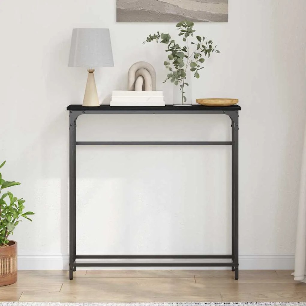 vidaXL Τραπέζι Κονσόλας με ράφι Μαύρη δρυς 75 x 19.5 x 75 εκ.