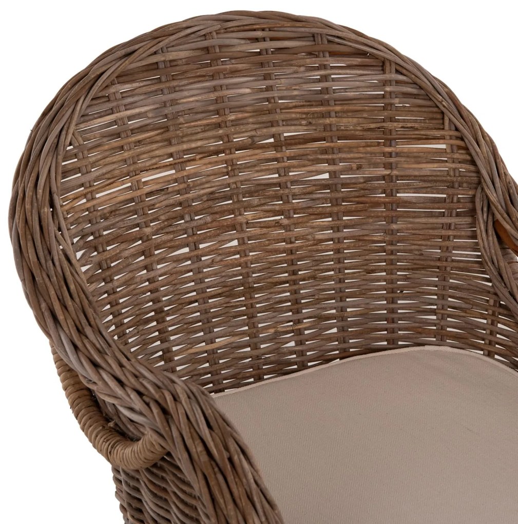 Καρέκλα - Πολυθρόνα KEYLA C9536 Καφέ Rattan με Εκρού Μαξιλάρι 63x65x87Υεκ. 63x65x87 εκ.