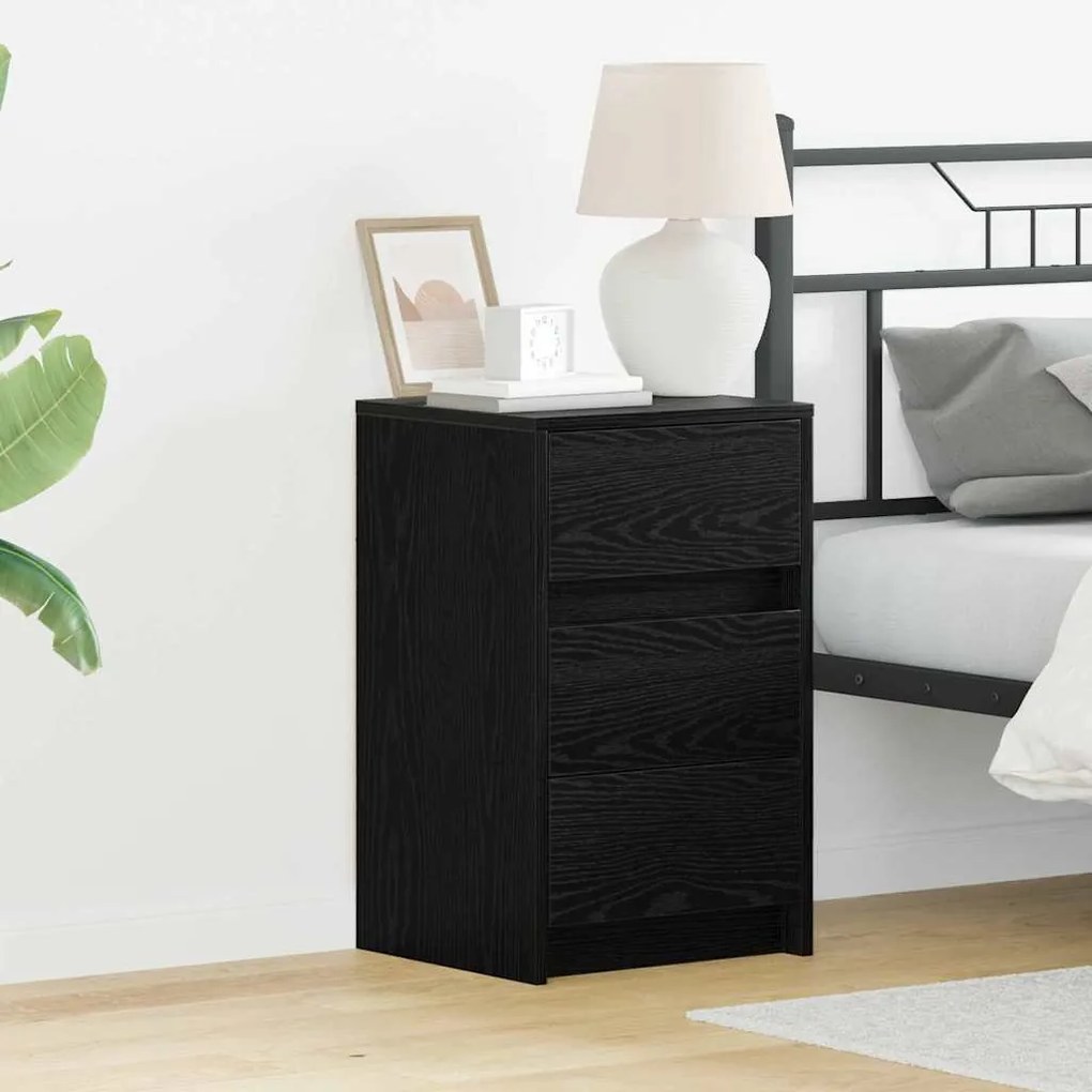vidaXL Κομοδίνο with Μαύρη δρυς 38 x 34 x 61 εκ. Επεξεργασμένο ξύλο