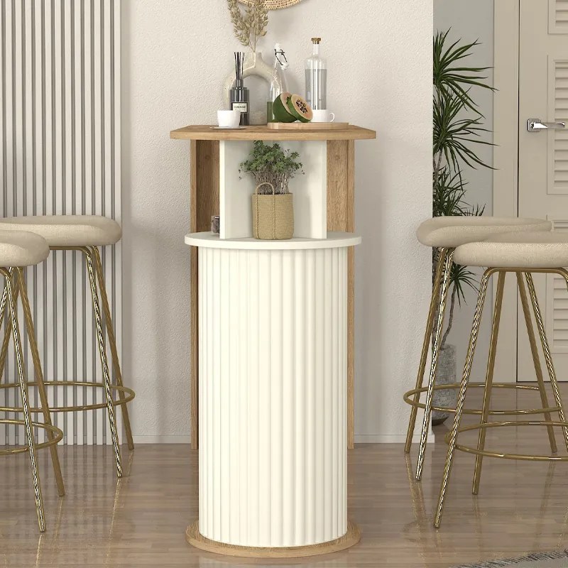 Τραπέζι μπαρ Bohema Megapap χρώμα sepet oak - ivory 150x51,6x101,8εκ. - GP042-0321,1
