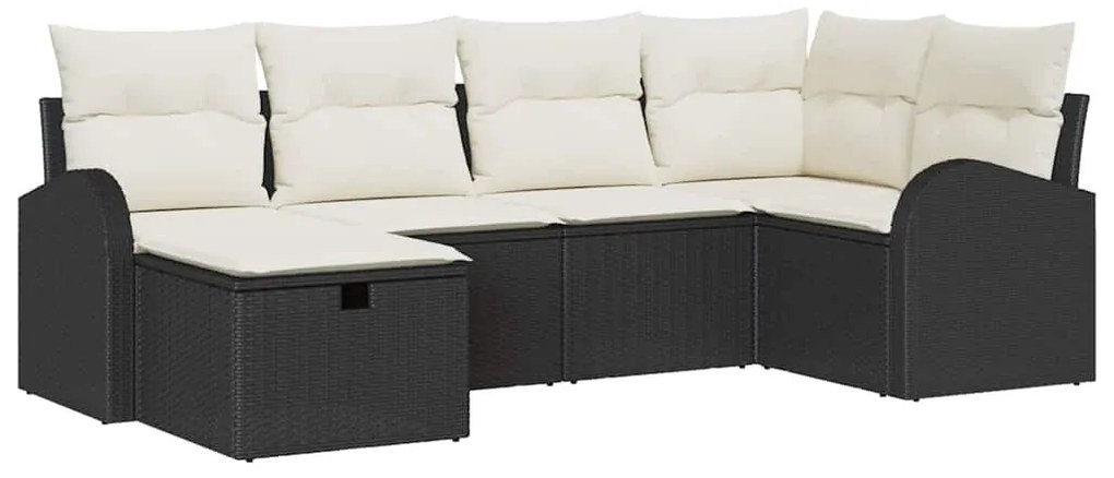 vidaXL Σετ Καναπέ με μαξιλάρι Μαύρο και Κρέμα συνθετικό ρατάν