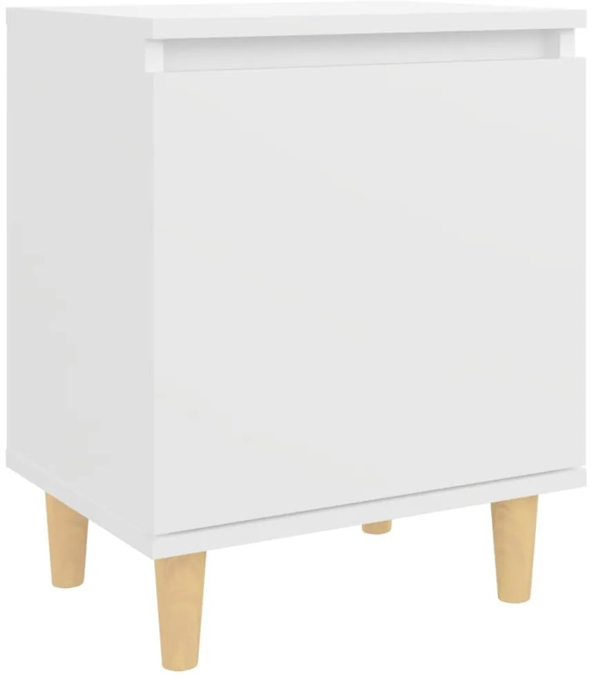 vidaXL Κομοδίνα 2 τεμ. Λευκά 40 x 30 x 50 εκ. Μασίφ με Ξύλινα Πόδια
