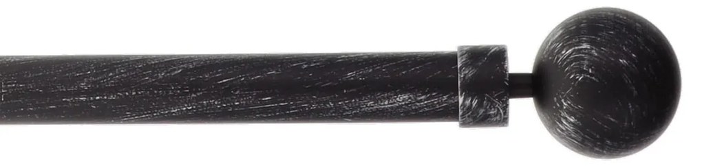 Κουρτινόξυλο Φ28mm Μονό Επεκτεινόμενο 210-380cm Με Άκρα L-N Gaia Black/Silver 762821096