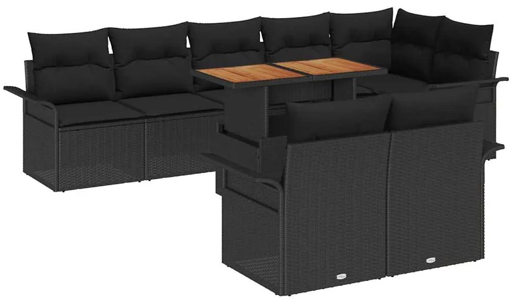 vidaXL Σετ Καναπέ Κήπου με μαξιλάρι 9 pcs Μαύρο 100 x 55 x 73 εκ