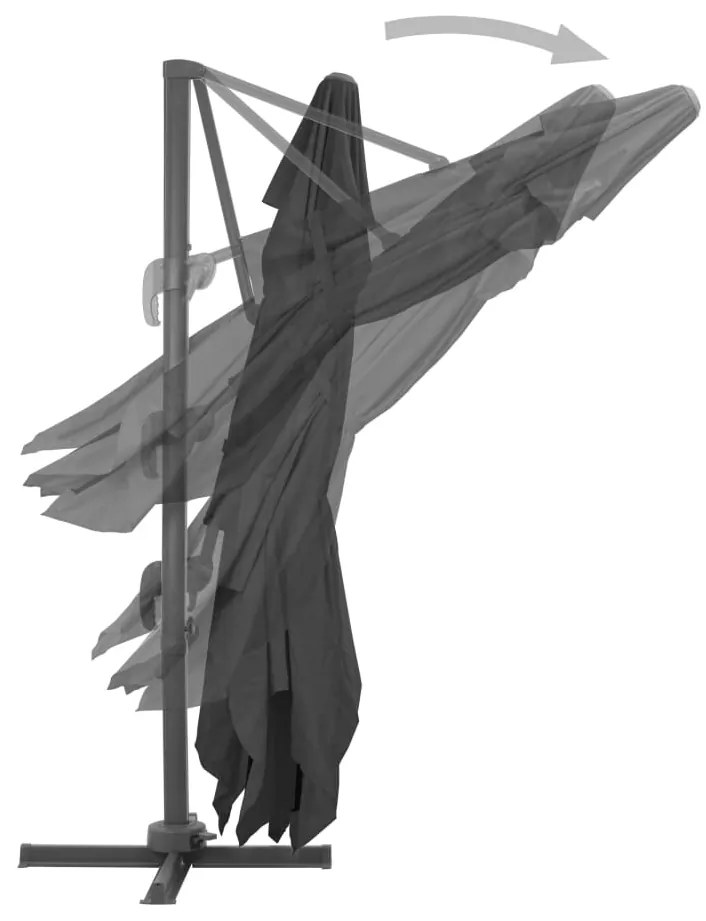 vidaXL Ομπρέλα Κήπου με Προβολέα και Στύλο Αλουμινίου Μαύρη 4x3 μ.