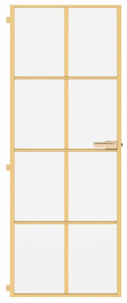 vidaXL Εσωτερική Πόρτα Χρυσή 76 x 201,5 εκ. Ψημένο Γυαλί &amp; Αλουμίνιο