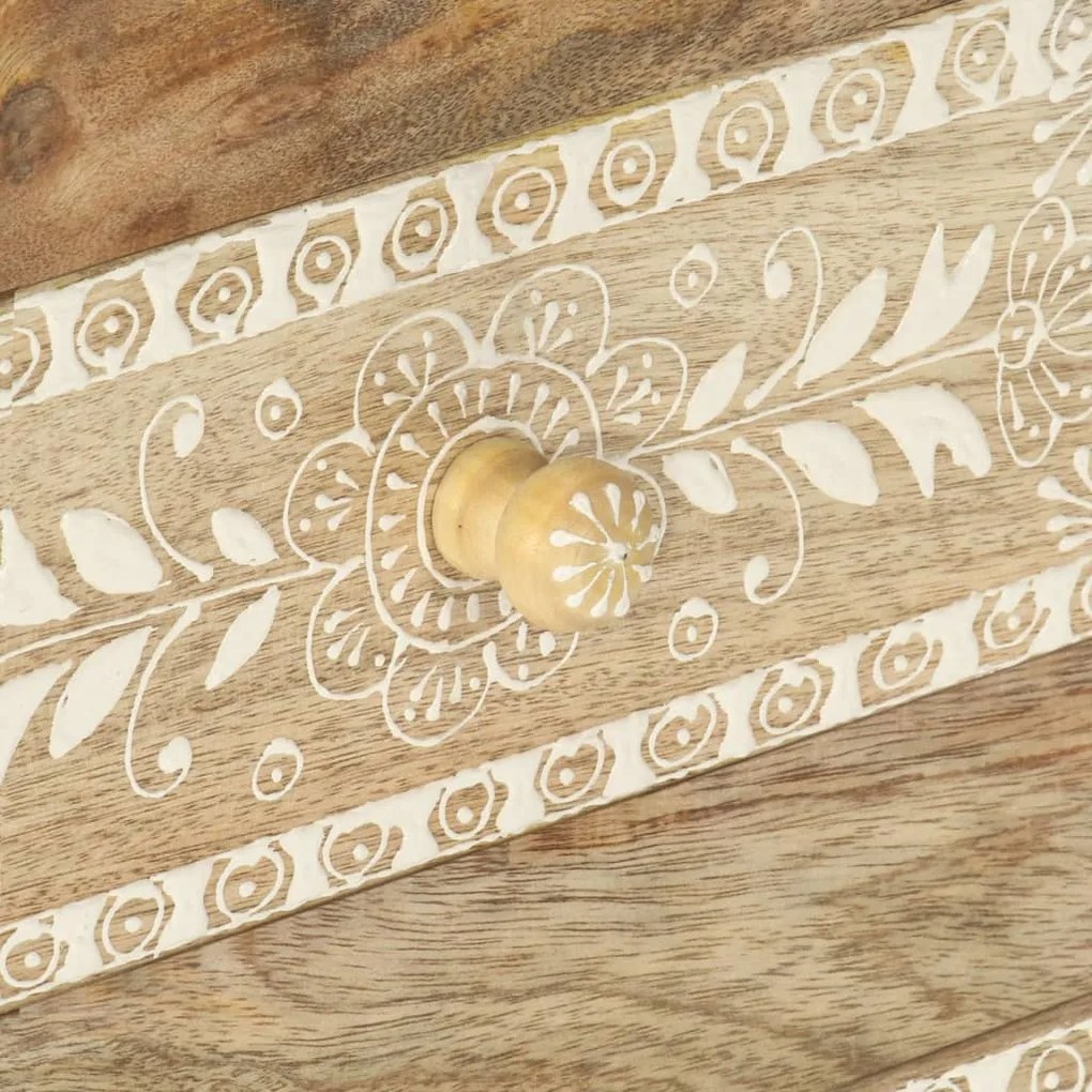 vidaXL Κομοδίνο με Χειροπ. Λεπτομέρειες 40x30x60 εκ. Μασίφ Ξύλο Μάνγκο