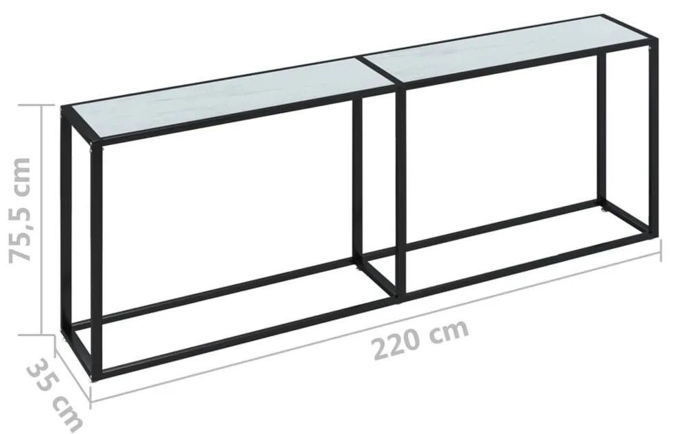 Τραπέζι Κονσόλα Λευκό Όψη Μαρμάρου 220x35x75,5 εκ. Ψημένο Γυαλί - Λευκό