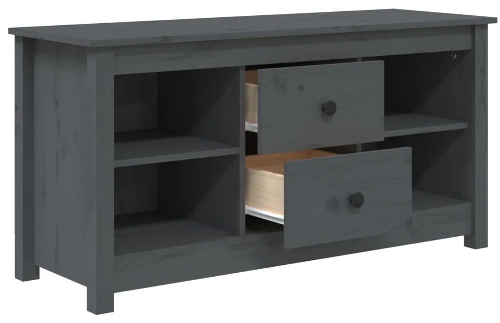 vidaXL Έπιπλο Τηλεόρασης Γκρι 103x36,5x52 εκ. από Μασίφ Ξύλο Πεύκου