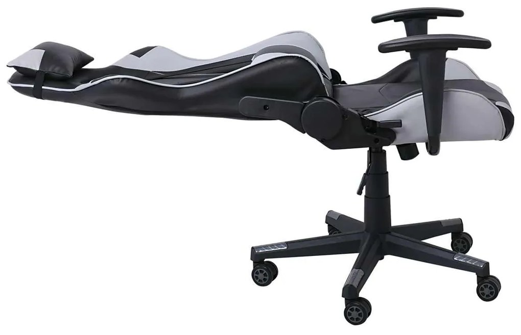 BF8000 Gaming Πολυθρόνα Γραφείου, Ανάκλιση Πλάτης έως 90°, Pvc Μαύρο - Γκρι