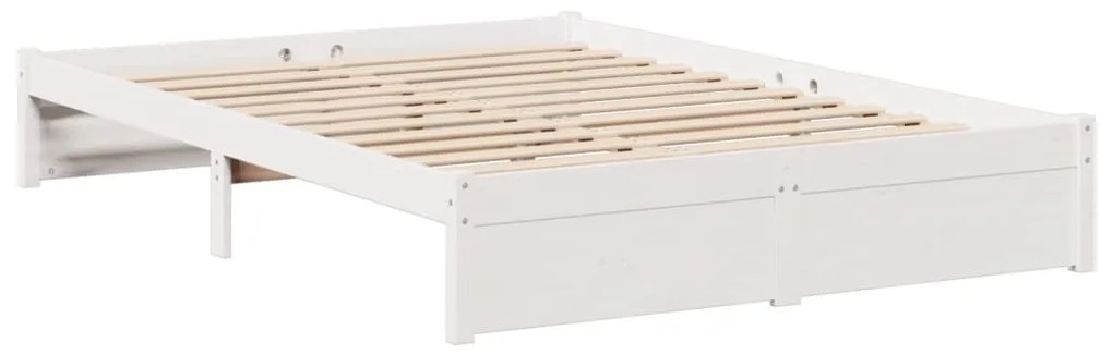 Κρεβάτι Βιβλιοθήκη Χωρίς Στρώμα 140x190 εκ Μασίφ Ξύλο Πεύκου - Λευκό