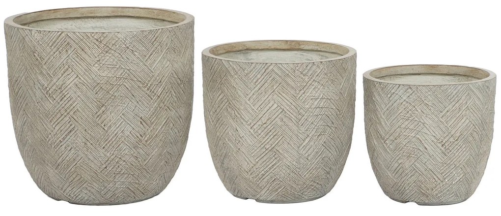 Σετ ζαρντινιέρων Home ESPRIT Μπεζ Fiberglass Μαγνήσιο 44,5 x 44,5 x 43 cm (3 Μονάδες)