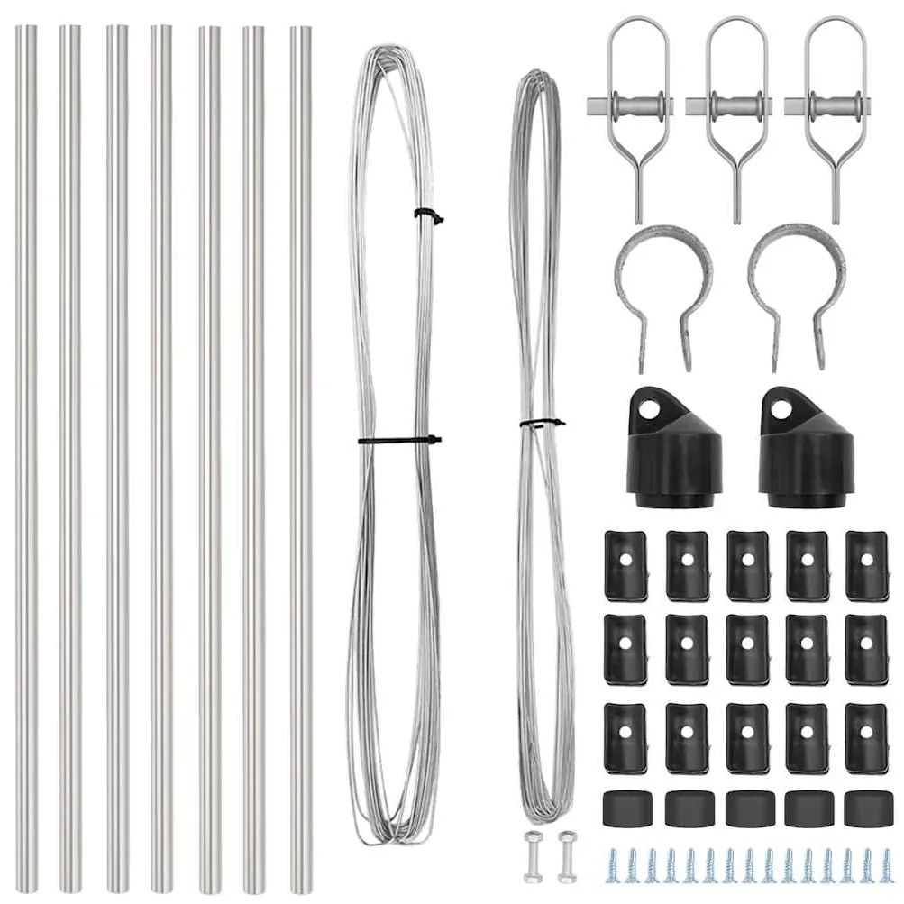 vidaXL Πό posts φράχτη 7 pcs Ασημί Ø32mm 120 εκ Γαλβανισμένος χάλυβας