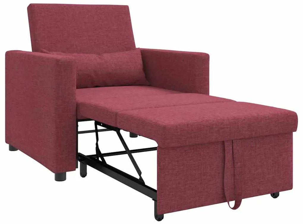 vidaXL Μονός καναπές-κρεβάτι Μπορντό 90 x 165 x 87 εκ. ύφασμα