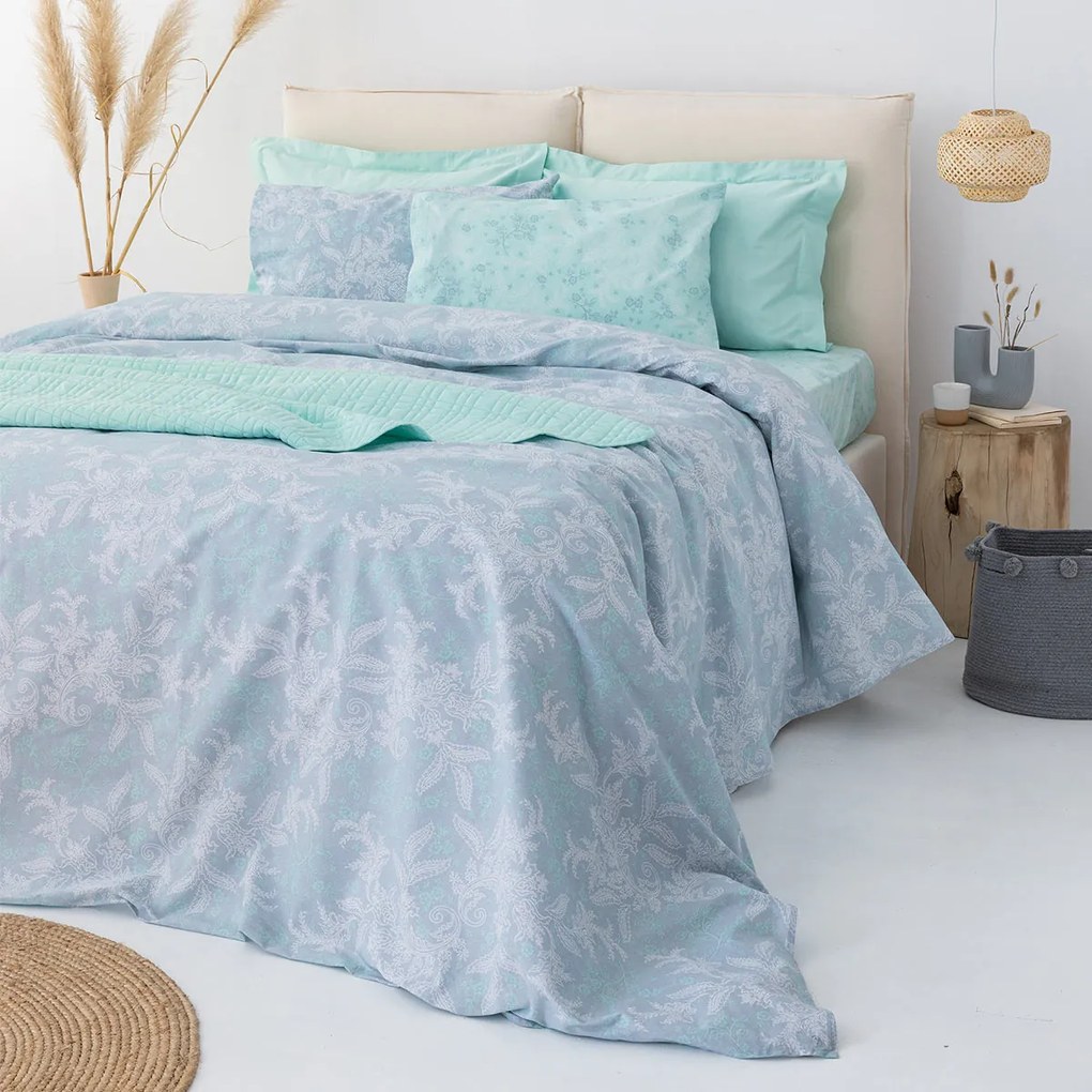 Σεντόνια Μονά (Σετ) Palamaiki Fashion FL6229 Γαλάζιο ΧΩΡΙΣ ΛΑΣΤΙΧΟ 170x260