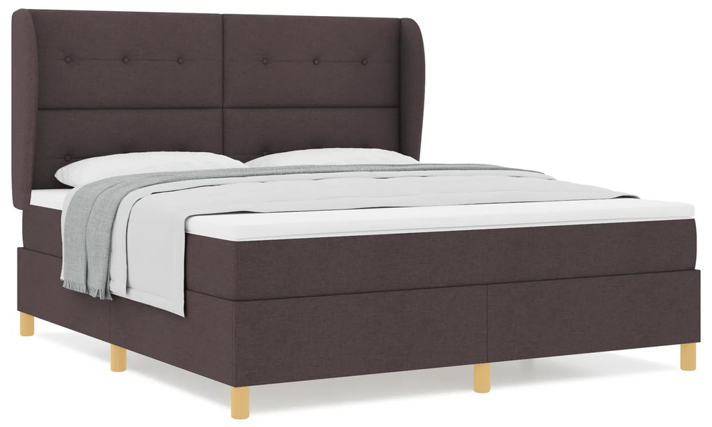 vidaXL Κρεβάτι Box Spring με Στρώμα Σκούρο Καφέ 180x200 εκ Ύφασμα