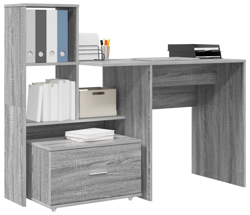 vidaXL Γραφείο Γκρι sonoma 131.5 x 50 x 106.5 εκ. Επεξεργασμένο ξύλο