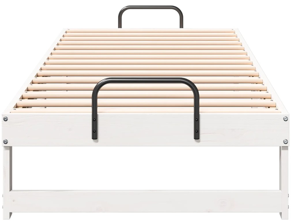 vidaXL Κρεβάτι με λαβές μεταφοράς Λευκό 80 x 200 cm Μασίφ ξύλο πεύκου