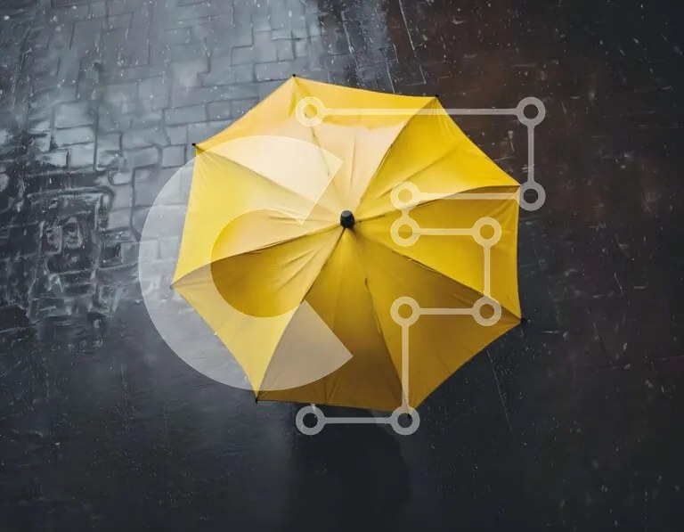 Intra Συλλεκτικό Ξύλινο Παζλ Plywood 4mm - Ανάποδη κίτρινη ομπρέλα στη βροχή Σε Ξύλινο Κουτί - Διαστάσεις Puzzle: 10x10 cm – 25 κομμάτια